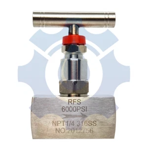 Stainless Steel 316 Straight Needle Valve, 1/2" NPTF Connection, up to 6000 PSI - Picture 1 of 3