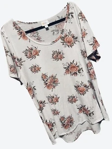 LulaRoe Classic T- Beautiful Pink & Brown Rose Floral On Beige- 2XL - Picture 1 of 5