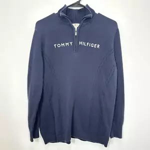 Tommy Hilfiger 1x Navy quarto zip cavo maglia costiera preppy nautica casual - Foto 1 di 5