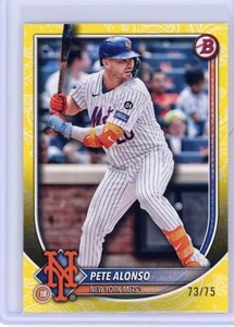 2025 Bowman Baseball Pete Alonso carta gialla #'ed /75 New York Mets - Foto 1 di 2