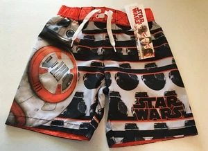 DISNEY STAR WARS Boy's Swim Trunks BoardShorts SIZE - 4 Black/Orange NWT - Picture 1 of 4