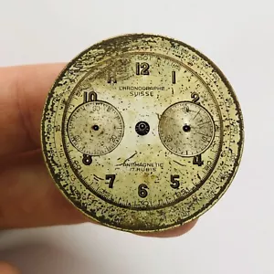 RARE SUISSE SWISS CHRONOGRAPH Watch Mechanism Movement DIAL Part Repair Vintage - Picture 1 of 9