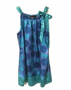 BCX Girl Junior Girls Blue Green Satin A-Line Tied up Summer Dress size 8-10 - Picture 1 of 6