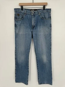 Ariat Jeans Mens 35x32 Blue Relaxed Bootcut Heritage Denim Western Cowboy Logo - Picture 1 of 12