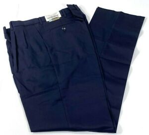 NWT EDWARDS 2620 MENS 34x32 POLY/WOOL PLEATED NAVY DRESS PANTS