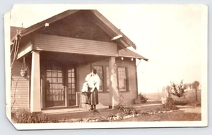 Vintage Antique Photograph of Women with Pet Dog Outside of House - Picture 1 of 2