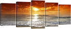 Grand Sight Sunset Ocean Canvas Prints Wall Art Sea Beach Pictures to Photo Pain