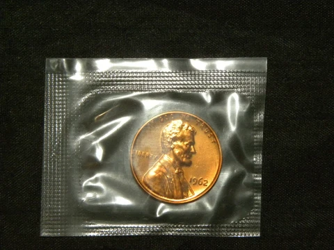 1962 Lincoln Gem Proof Memorial Cent Penny In Original Proof Set Cellophane Cover
