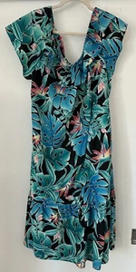 Womens Hilo Hattie Hawaii USA Hawaiian Tropical Floral Monstera Maxi Dress Sz XL - Picture 1 of 8