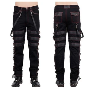 Pantalones Steampunk góticos para hombre negros góticos vintage algodón gens pantalón pantalón - Imagen 1 de 6