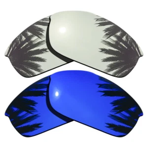 Silver Mirrored&Purple Blue Polarized Replacement Lenses for-Oakley Flak Jacket - Picture 1 of 4