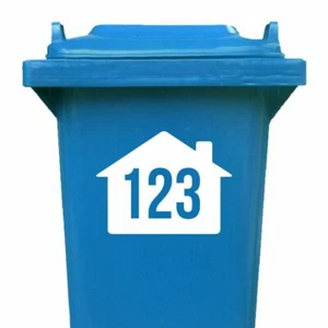 Juego de 4 calcomanías gráficas de vinilo personalizadas para casa con número de contenedor de ruedas - Imagen 1 de 5