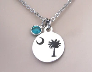 Collar Luna Palmetto con Piedra Natal, Joyería Palmera SC Charleston Beach - Imagen 1 de 6