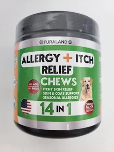 Dog Allergy Relief Chews - Dog Itch Relief - Omega 3 Fish Oil + Probiotics NEW - Picture 1 of 5
