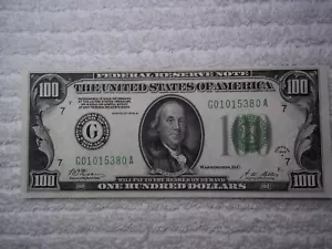 1928 A $100 FRN GOLD DEMAND NOTE Chicago " G " Fr 2151 G nice CRISP note - Picture 1 of 2