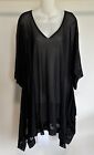 Tommy Bahama Swim Caftan Cover Up Black Sheer Pull Over V Neck Womens Size L