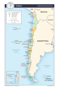 Chile Political Administrative Province Map Country Nation Poster Print XL - Picture 1 of 1