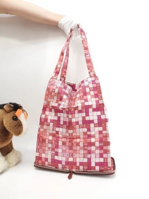 Bolso ecológico Hermes Silky Pop seda/rosa/marrón de cuero 11*13,3*5,1 pulgadas Foto 1 de 4