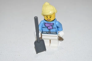 Lego Minifiguren weiblich, Jacke mit mittlerem Lavendel Schal, weiße Beine, hol126 - Bild 1 von 4