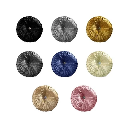 Crushed Velvet Round Cushion Chic Filled Stitched with Diamond Scatter Cushions Foto 1 de 4