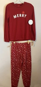 Family PJ's Macy's, "Merry" Pajamas. 2 Piece Size Kids XL Red NEW w/tags - Picture 1 of 10