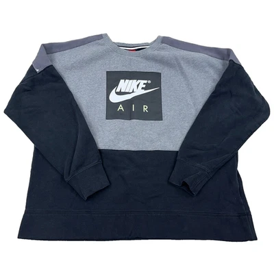 Sudadera Nike Hombres XL Negra Gris Cuello Redondo Air Spellout Swoosh Retro Adulto * Foto 1 de 4