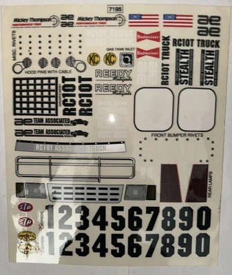 Team Associated RC10T Decal Sheet Mickie Thompson Budweiser New Vintage - Image 1 of 4