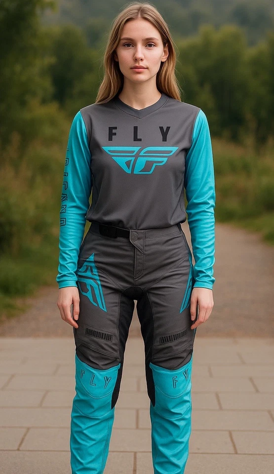 Nuevo con etiquetas Conjunto completo de equipo de moto Fly Racing para mujer camiseta y pantalones nuevo F16 Foto 1 de 4