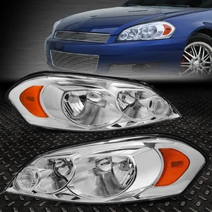 FOR 06-16 CHEVY IMPALA LIMITED CHROME HOUSING AMBER CORNER HEADLIGHT HEAD LAMPS - Picture 1 of 8