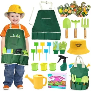 Kids Gardening Tools Outdoor Toys Set Backyard Play with Rake,Fork,Trowel, Ha... - Picture 1 of 9