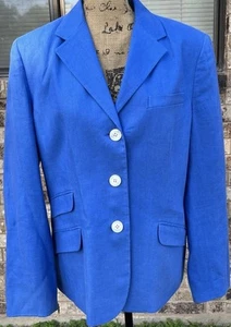 Polo Lauren Ralph Lauren Women's Linen Blue Jacket Blazer Size 14 - Picture 1 of 5