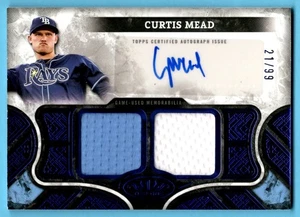 Curtis Mead 2025 Topps Tier One Blue Dual Relic Autograph Auto SP 21/99 Rays - Bild 1 von 2