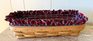 VTG 92’ Longaberger Bread/Cracker Basket Holiday Plaid Tidings Liner & Protector - Picture 1 of 10