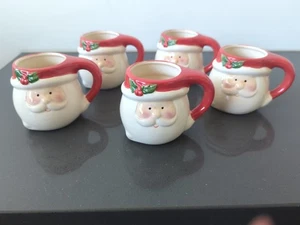 Vintage Santa Mug Christmas Decor Kitchen Small 3” High Set Of 5 M42 - Picture 1 of 4