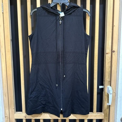 Vestido Dotti con capucha y cremallera para mujer talla M negro sin mangas para nadar playa nailon Foto 1 de 4