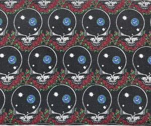 1 yard Grateful Dead Space Face Fabric Material Skull Earth Planet 100% Cotton - Picture 1 of 7