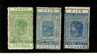 New Zealand #AR21, AR23, AR25 (N702) QV Stamp Duty, Used, FVF, CV???? - Image 1 of 2
