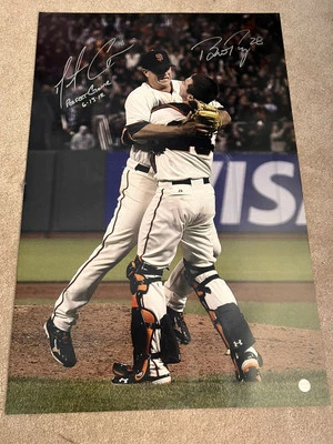 Póster Foto 20x30 firmado por Buster Posey Matt Cain SF Giants LOJO HOLO Perfecto Foto 1 de 4