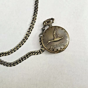 VINTAGE REMINGTON full hunter pocket watch with chain Needs Battery Good Cond. - Picture 1 of 3