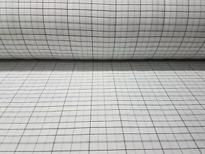 10 Metres x 150cm @ £22.99 - IVORY - STRETCHY COTTON FABRIC WITH CHECK PATTERN - Picture 1 of 4
