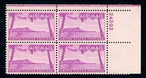 US Stamp #C46 Diamond Head 80c - Plate Block of 4 - MNH - CV $19.00 - Picture 1 of 1