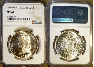 PORTUGAL | ESCUDO 1916 NGC MS63 - Picture 1 of 1