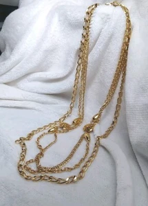 NAPIER Vintage Signed Triple Texture Chain Gold Tone Necklace w/ Openwork Beads! - Picture 1 of 14