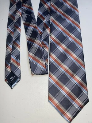 Dockers ~ клетку в полоску мужской галстук ~ Rn # 43170 ~ серый, оранжевый, кремовый, синий - Изображение 1 из 4
