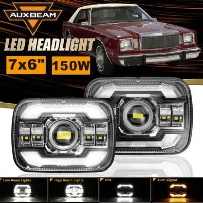 Faro LED Auxbeam 7x6" haz alto/bajo DRL intermitente para Chrysler Cordoba 80-83 Foto 1 de 4