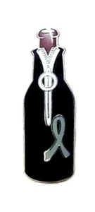 Gray Awareness Ribbon Lapel Pin Beer Bottle Koozie Ale Bars Cocktail Cancer New - Picture 1 of 4