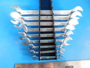 USED, MAC TOOLS "METRIC OPEN END WRENCHS" LOT OF 9, & NO BRAND WRENCH RACK.USA - Foto 1 di 10