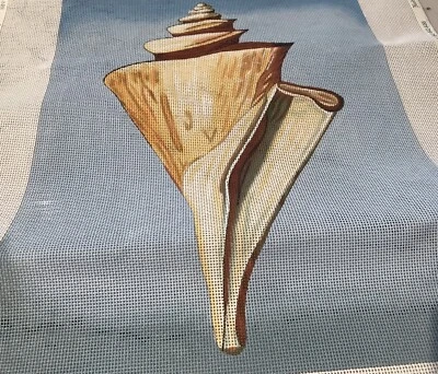 Handpainted conch shell needlepoint canvas Mary Kay Crawley - Image 1 of 2
