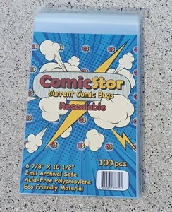 ComicStor Current Size Resealable Comic Book Storage Bags (100) x 2 - Picture 1 of 2