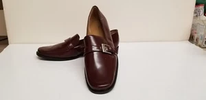 WOMENS SHOES-KAREN SCOTT LEATHER BUCKLE LOAFERS-BROWN-SIZE 8.5M-NEW - Picture 1 of 5